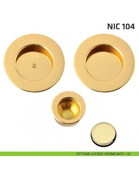 Kit tondo cieco con vite + trascinatore NIC 104 ottone lucido verniciato