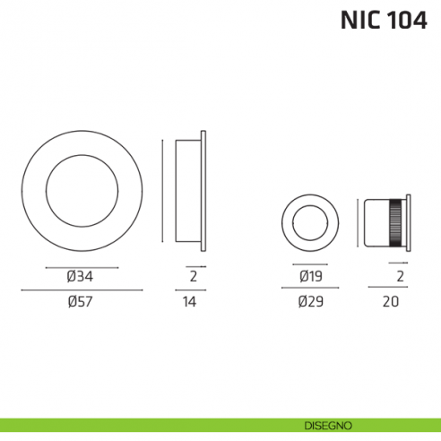 Kit tondo cieco con vite + trascinatore NIC 104 disegno