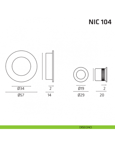 Kit tondo cieco con vite + trascinatore NIC 104 disegno