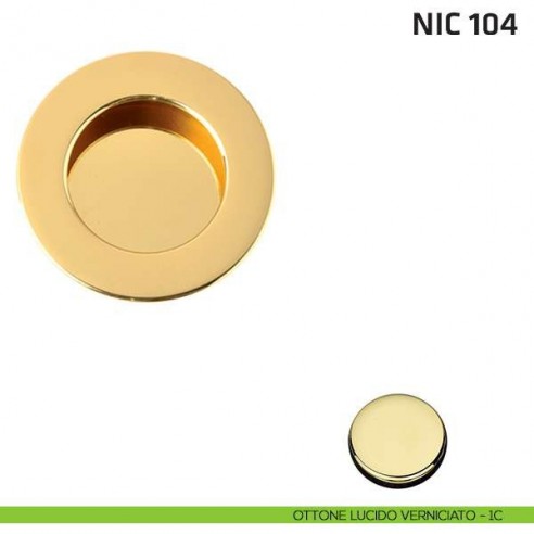 Maniglia incasso tonda cieca NIC 104 ottone lucido verniciato