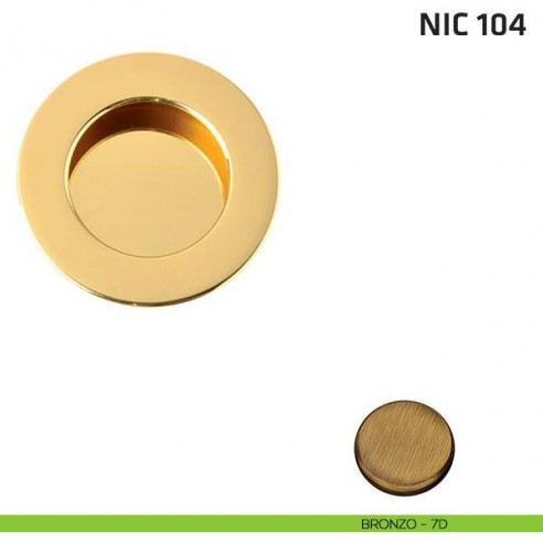 Maniglia incasso tonda cieca NIC 104 bronzo