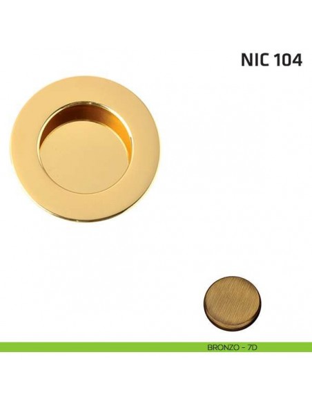 Maniglia incasso tonda cieca NIC 104 bronzo