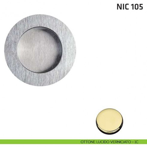 Maniglia incasso tonda cieca NIC 105 ottone lucido verniciato