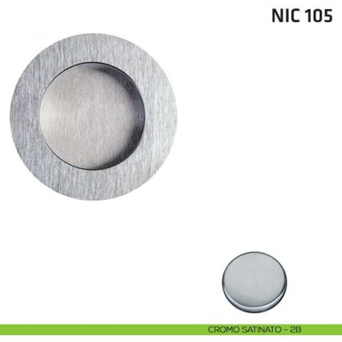 Maniglia incasso tonda cieca NIC 105 cromo satinato