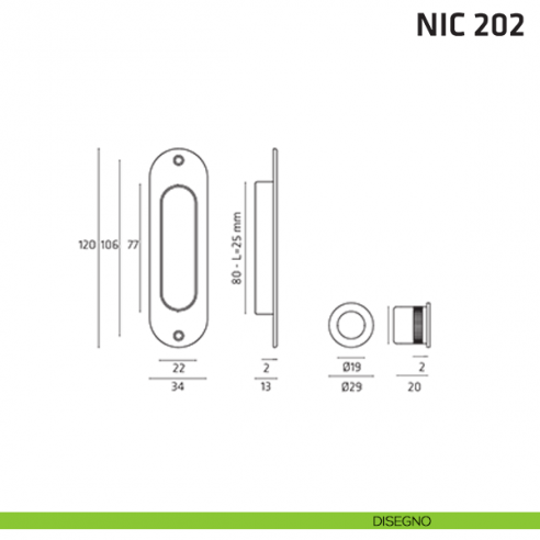 Kit ovale cieco + trascinatore NIC 202 disegno