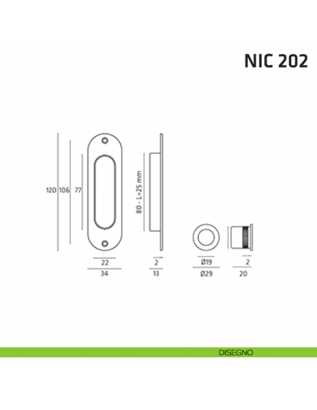 Kit ovale cieco + trascinatore NIC 202 disegno