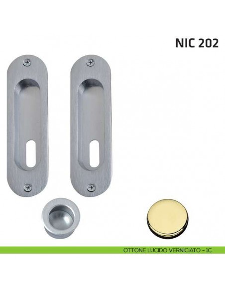 Kit ovale foro chiave + trascinatore NIC 202 ottone lucido verniciato