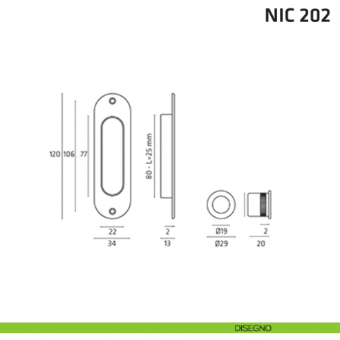 Kit ovale foro chiave + trascinatore NIC 202 disegno