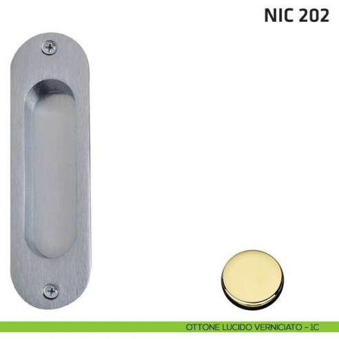Maniglia incasso ovale cieca NIC 202 ottone lucido verniciato