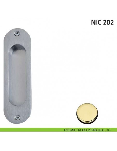 Maniglia incasso ovale cieca NIC 202 ottone lucido verniciato