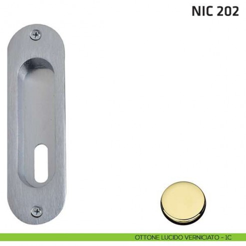 Maniglia incasso ovale foro chiave NIC 202 ottone lucido verniciato