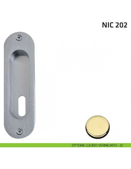 Maniglia incasso ovale foro chiave NIC 202 ottone lucido verniciato