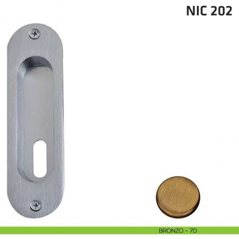 Maniglia incasso ovale foro chiave NIC 202 bronzo