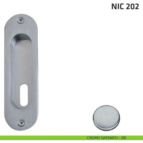 Maniglia incasso ovale foro chiave NIC 202 cromo satinato