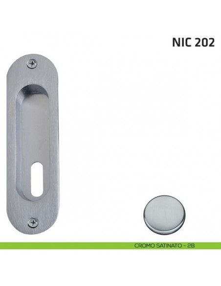 Maniglia incasso ovale foro chiave NIC 202 cromo satinato