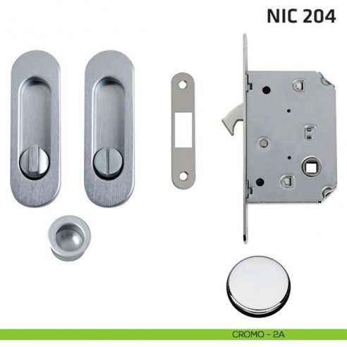 Kit ovale con nottolino + taglio vite con trascinatore e serratura NIC 204 cromo lucido