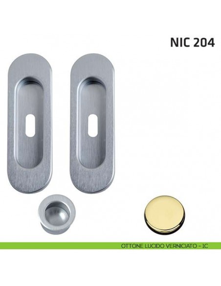 Kit ovale foro chiave + trascinatore NIC 204 ottone lucido verniciato