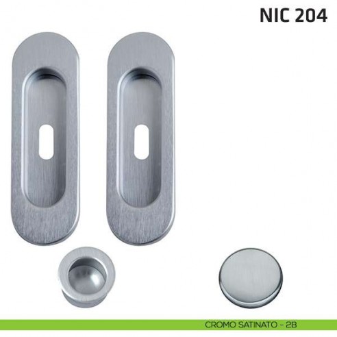 Kit ovale foro chiave + trascinatore NIC 204 cromo satinato