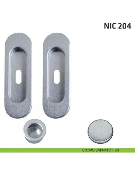 Kit ovale foro chiave + trascinatore NIC 204 cromo satinato