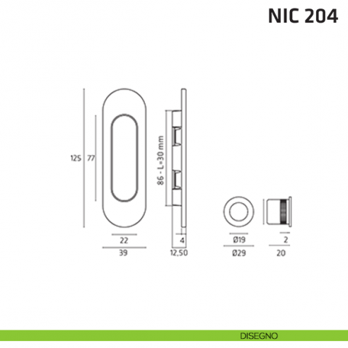 Kit ovale foro chiave + trascinatore NIC 204 disegno