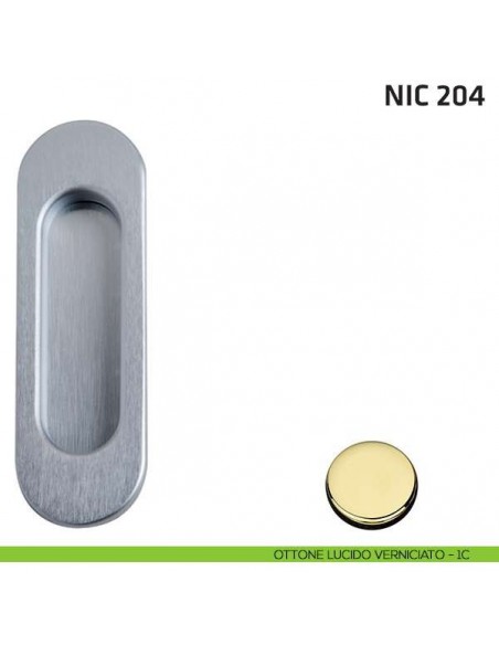 Maniglia incasso ovale cieca NIC 204 ottone lucido verniciato