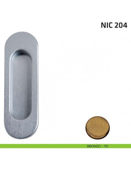 Maniglia incasso ovale cieca NIC 204 bronzo