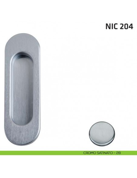 Maniglia incasso ovale cieca NIC 204 cromo satinato