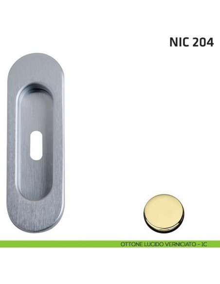 Maniglia incasso ovale foro chiave NIC 204 ottone lucido verniciato