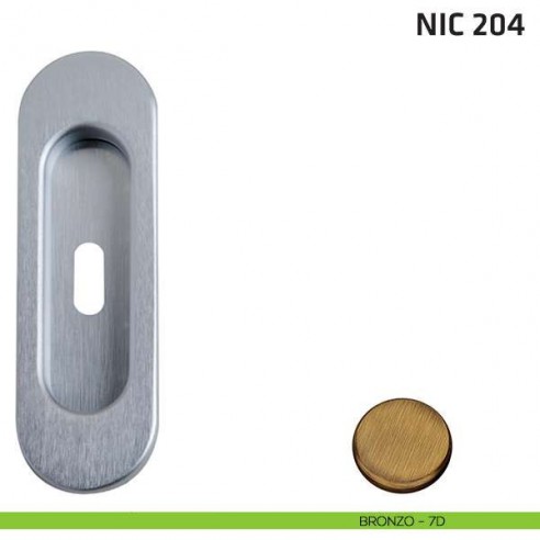Maniglia incasso ovale foro chiave NIC 204 bronzo