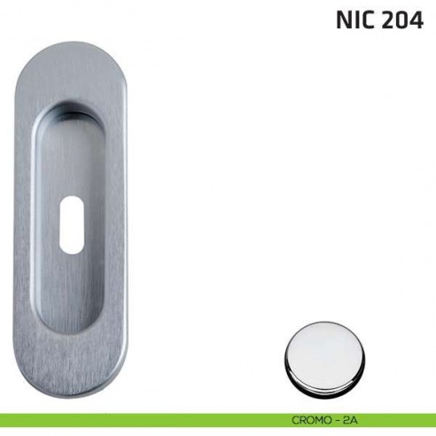 Maniglia incasso ovale foro chiave NIC 204 cromo lucido