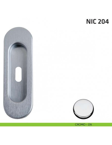 Maniglia incasso ovale foro chiave NIC 204 cromo lucido