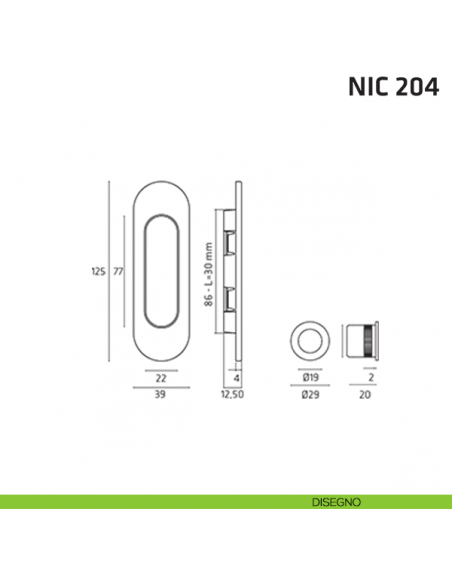 Kit ovale cieco + trascinatore NIC 204 disegno