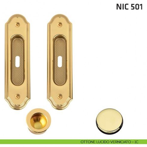 Kit ovale foro chiave + trascinatore NIC 501 ottone lucido verniciato