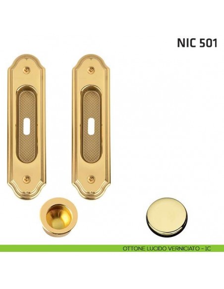 Kit ovale foro chiave + trascinatore NIC 501 ottone lucido verniciato