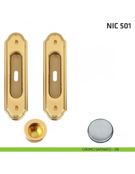 Kit ovale foro chiave + trascinatore NIC 501 cromo satinato
