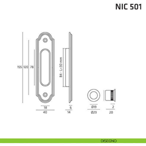 Kit ovale foro chiave + trascinatore NIC 501 disegno