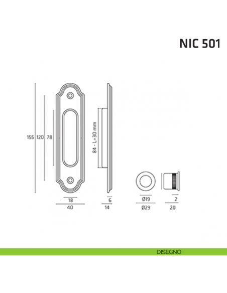 Kit ovale foro chiave + trascinatore NIC 501 disegno