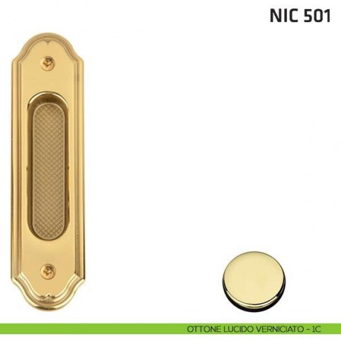 Maniglia incasso ovale cieca NIC 501 ottone lucido verniciato