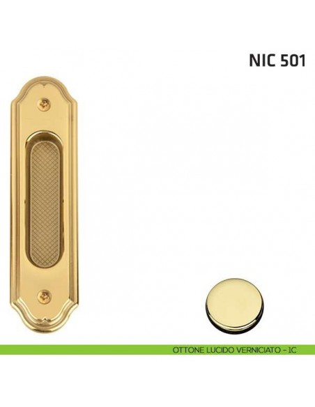 Maniglia incasso ovale cieca NIC 501 ottone lucido verniciato