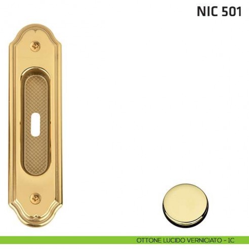 Maniglia incasso ovale foro chiave NIC 501 ottone lucido verniciato
