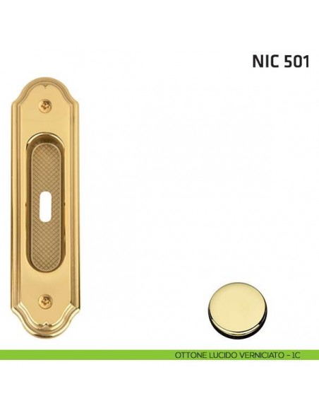 Maniglia incasso ovale foro chiave NIC 501 ottone lucido verniciato