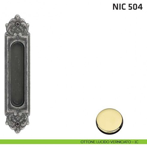 Maniglia incasso ovale foro chiave NIC 504 ottone lucido vernciato