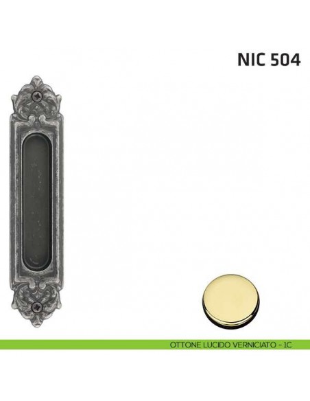 Maniglia incasso ovale foro chiave NIC 504 ottone lucido vernciato