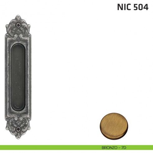 Maniglia incasso ovale foro chiave NIC 504 bronzo