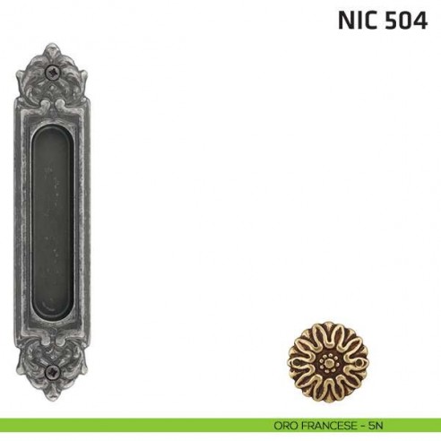 Maniglia incasso ovale foro chiave NIC 504 oro francese