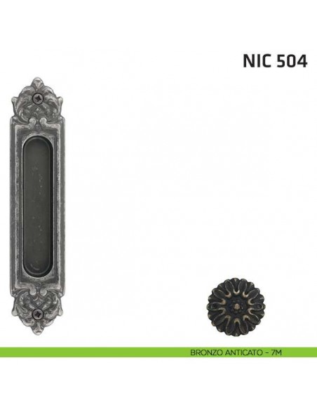 Maniglia incasso ovale foro chiave NIC 504 bronzo anticato