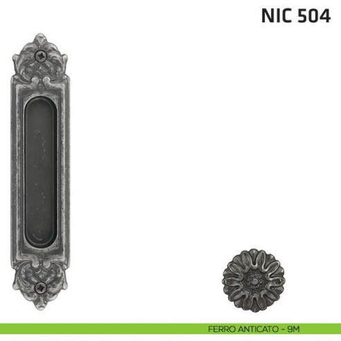 Maniglia incasso ovale foro chiave NIC 504 ferro anticato