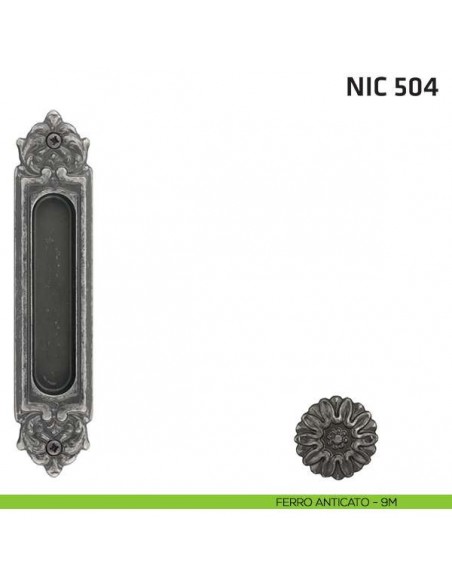 Maniglia incasso ovale foro chiave NIC 504 ferro anticato