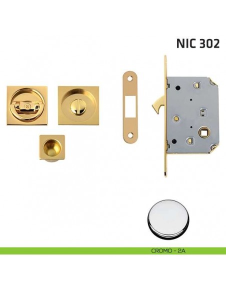 Kit quadrato con anello + taglio vite con trascinatore e serratura NIC 302 cromo lucido