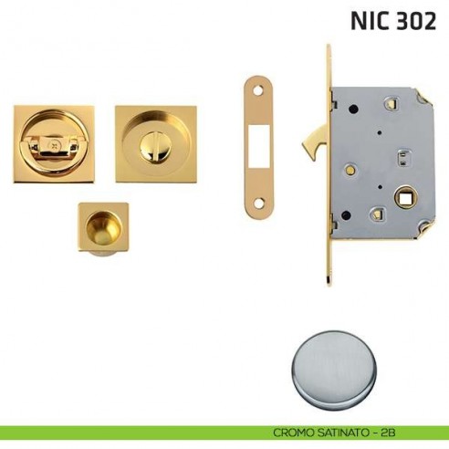 Kit quadrato con anello + taglio vite con trascinatore e serratura NIC 302 cromo satinato